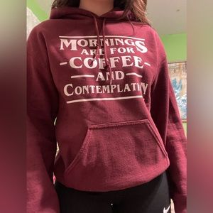 Stranger Things S burgundy hoodie - mornings are for coffee and contemplation